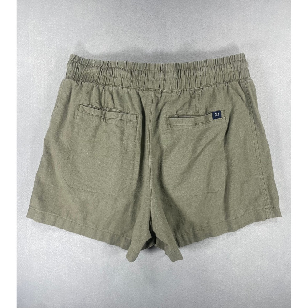 Gap Women's Olive‎ Green Linen Blend Pull On Drawstring Shorts Size S 508575 - Picture 3 of 11